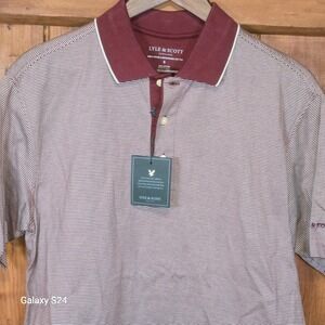 Lyle & Scott Scotland Men's Red Stripe Polo Double Mercerized Cotton Size S